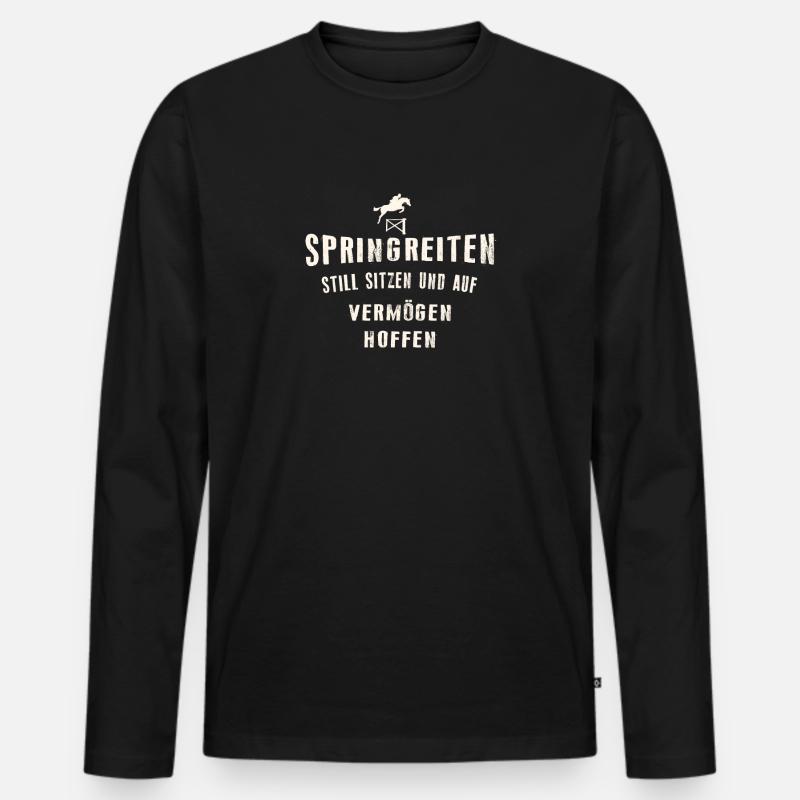 Springreiter - Männer Premium Bio Langarmshirt - Schwarz