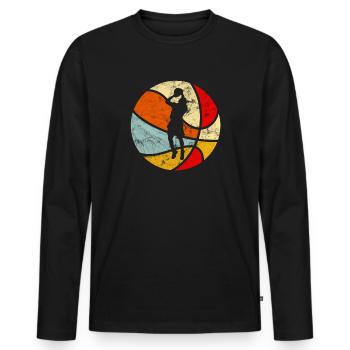 Basketball rétro vintage - T-shirt manches longues Premium bio Homme - noir - Devant - Nico (187cm)