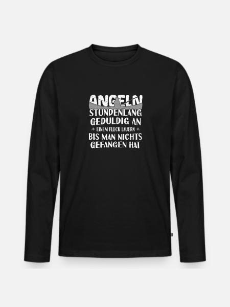 Angeln - Männer Premium Bio Langarmshirt - Schwarz