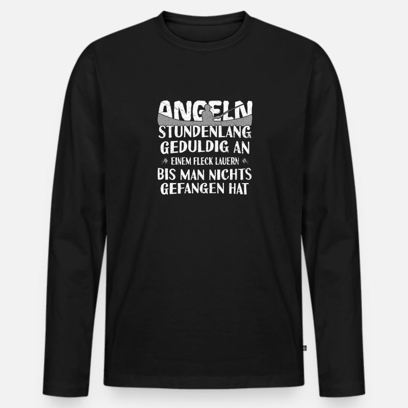 Angeln - Männer Premium Bio Langarmshirt - Schwarz