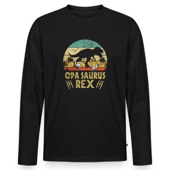 Opa Opasaurus Vatertag Vintage Retro Dinosaurier - Männer Premium Bio Langarmshirt - Schwarz - Vorne - Nico (187cm)