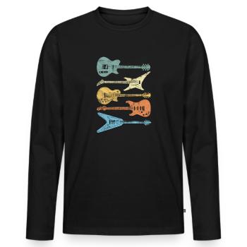 Guitar Rocks Retro Colorful Guitarist Musician Guitar - Men's Premium Organic Long Sleeve Shirt - black - Front - Nico (187cm)