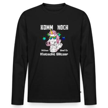 Es Klatscht Glitzer Mittelfinger - Männer Premium Bio Langarmshirt - Schwarz - Vorne - Nico (187cm)
