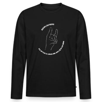 SCHWEIGEFUCHS - Männer Premium Bio Langarmshirt - Schwarz - Vorne - Nico (187cm)