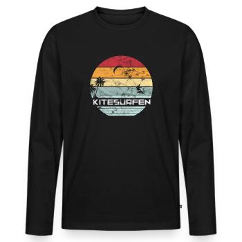 Vintage Kitesurf Kite Surfer Kitesurf Kiteboa - T-shirt manches longues Premium bio Homme - noir - Devant - Nico (187cm)