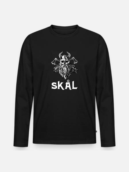 Skal Skol Viking toast Met - Men's Premium Organic Long Sleeve Shirt - black