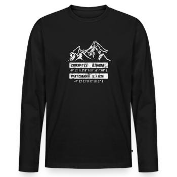 Zugspitze Watzmann Berge Deutschland Wandern Bergs - Männer Premium Bio Langarmshirt - Schwarz - Vorne - Nico (187cm)