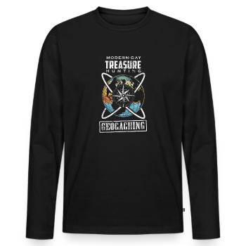 Geocaching Geocacher Geocache GPS gift idea - Männer Premium Bio Langarmshirt - Schwarz - Vorne - Nico (187cm)