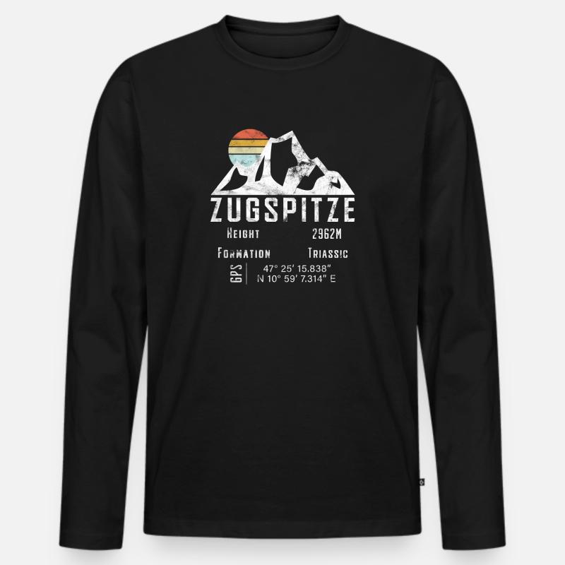 ZUGSPITZE - Männer Premium Bio Langarmshirt - Schwarz
