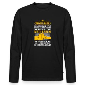 Bonus Papa Bonuspapa Stiefpapa Spruch Geschenk - Männer Premium Bio Langarmshirt - Schwarz - Vorne - Nico (187cm)