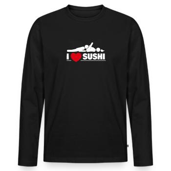 J'adore Sushi Sexy Kinky - T-shirt manches longues Premium bio Homme - noir - Devant - Nico (187cm)