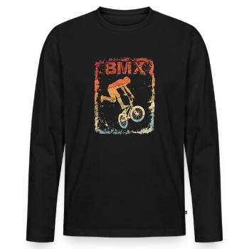 Vintage BMX Rider - Cadeau de cascade de vélo - T-shirt manches longues Premium bio Homme - noir - Devant - Nico (187cm)