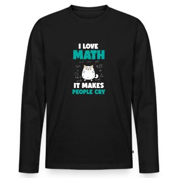 I Love Mathe Katze - Lustiger Mathematik Spruch - Männer Premium Bio Langarmshirt - Schwarz - Vorne - Nico (187cm)