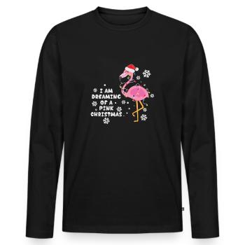 Bonnet de Noel Flamant Rose de Noël - T-shirt manches longues Premium bio Homme - noir - Devant - Nico (187cm)