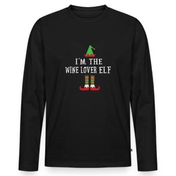 I'm the Wine Lover Elf Famiy Matching Xmas Pj - Men's Premium Organic Long Sleeve Shirt - black - Front - Nico (187cm)