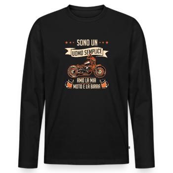 Moto Birra Divertente Motociclistico Motociclisti - Männer Premium Bio Langarmshirt - Schwarz - Vorne - Nico (187cm)