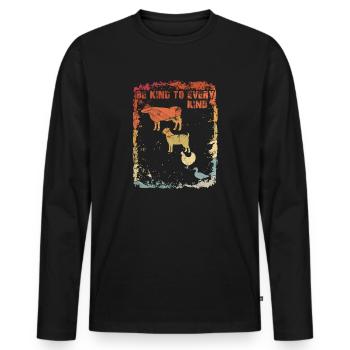 Vegan Vegetarians - Be Kind To Every Kind Gift - Men's Premium Organic Long Sleeve Shirt - black - Front - Nico (187cm)