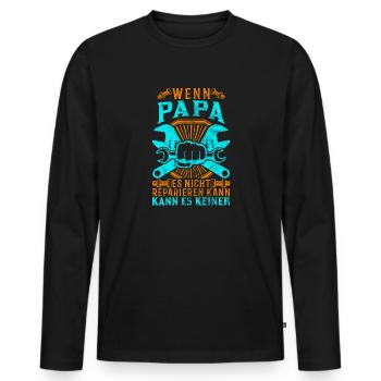 Wenn Papa es nicht reparieren kann kann es keiner - Männer Premium Bio Langarmshirt - Schwarz - Vorne - Nico (187cm)