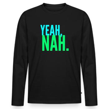ja nein, Teenager Meme, sarkastisches Zitat - Männer Premium Bio Langarmshirt - Schwarz - Vorne - Nico (187cm)