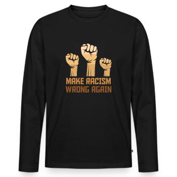 Black Make Racism Wrong Again - T-shirt manches longues Premium bio Homme - noir - Devant - Nico (187cm)