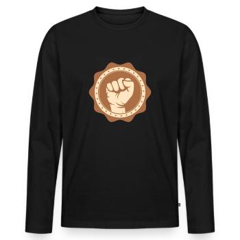 Fist Black History Africa Civil Rights - T-shirt manches longues Premium bio Homme - noir - Devant - Nico (187cm)