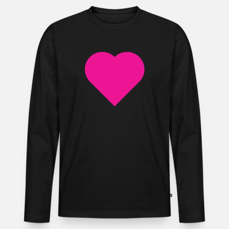 Rosa heart simple - Männer Premium Bio Langarmshirt - Schwarz