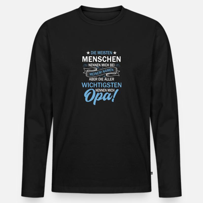 Opa Enkel 2021 Bester der Welt Outfit Spruch - Männer Premium Bio Langarmshirt - Schwarz