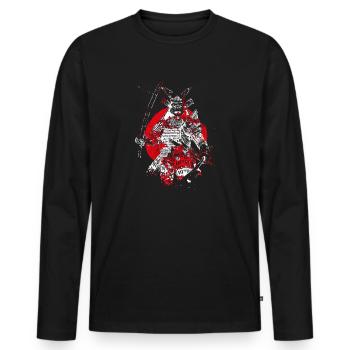 Retro Samurai Krieger Japanischer Samurai Ronin - Männer Premium Bio Langarmshirt - Schwarz - Vorne - Nico (187cm)