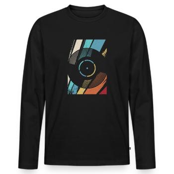 Disque rétro Vintage - T-shirt manches longues Premium bio Homme - noir - Devant - Nico (187cm)
