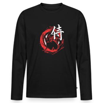 Samurai Ronin - Männer Premium Bio Langarmshirt - Schwarz - Vorne - Nico (187cm)