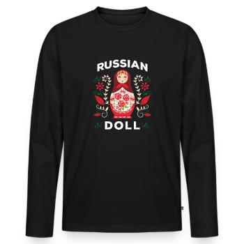 Matryochka russie poupée matryhka russe - T-shirt manches longues Premium bio Homme - noir - Devant - Nico (187cm)