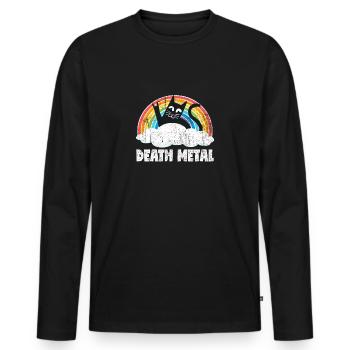 Cat Rainbow Death Metal Sweet - Men's Premium Organic Long Sleeve Shirt - black - Front - Nico (187cm)