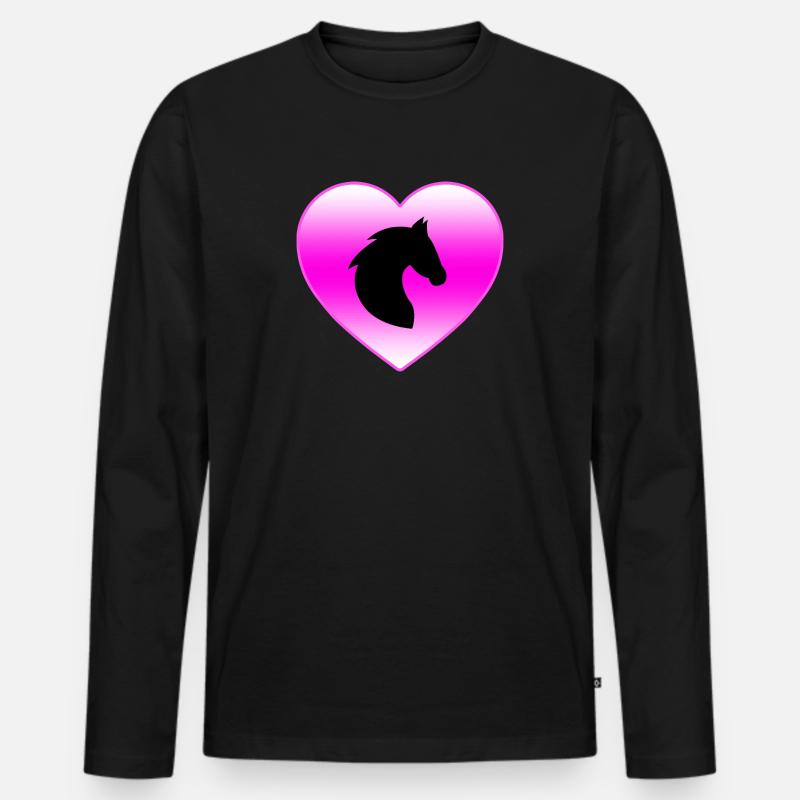 Pferd - Männer Premium Bio Langarmshirt - Schwarz