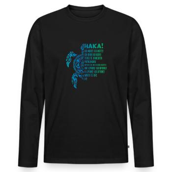 New Zealand Haka Ka Mate Song Turtle Rugby - Men's Premium Organic Long Sleeve Shirt - black - Front - Nico (187cm)