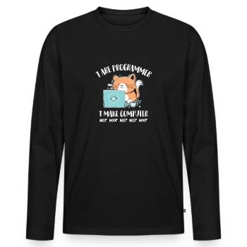 I Are Programmer I make Computer Beep Boop - Men's Premium Organic Long Sleeve Shirt - black - Front - Nico (187cm)