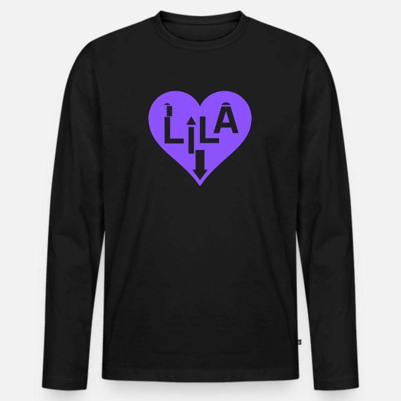Lila Love - Männer Premium Bio Langarmshirt - Schwarz