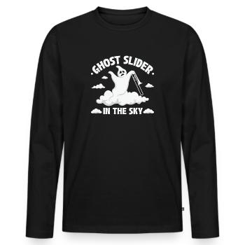Halloween Trombone Ghost Slider, Funny Trombonist - Männer Premium Bio Langarmshirt - Schwarz - Vorne - Nico (187cm)