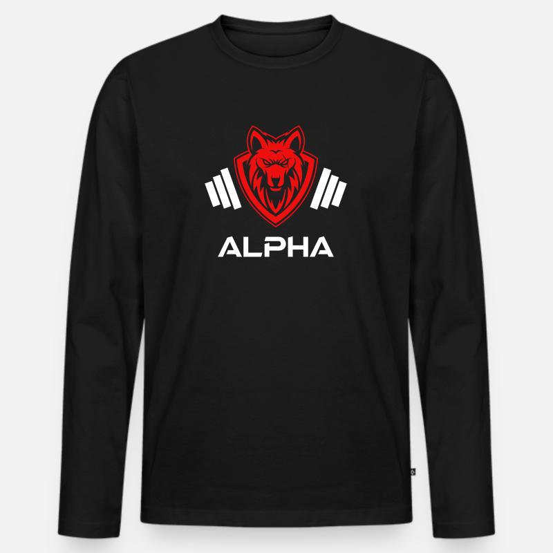 Rote Gewichte Alpha - Männer Premium Bio Langarmshirt - Schwarz