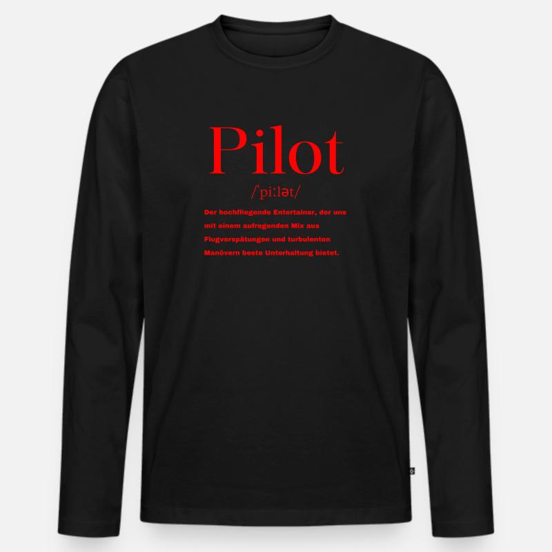Pilot Definition - Männer Premium Bio Langarmshirt - Schwarz