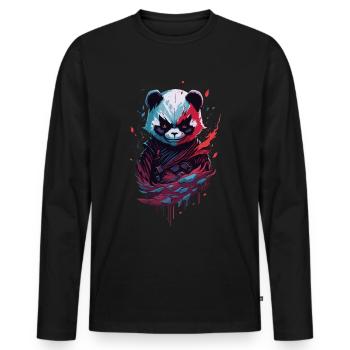 Panda Ninja Dark Dark Fantasy - T-shirt manches longues Premium bio Homme - noir - Devant - Nico (187cm)