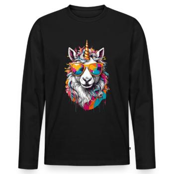 Einhorn unicorn magisch süß cool niedlich Pony - Männer Premium Bio Langarmshirt - Schwarz - Vorne - Nico (187cm)
