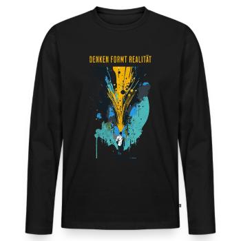 Denken formt Realität - Grafik - Männer Premium Bio Langarmshirt - Schwarz - Vorne - Nico (187cm)