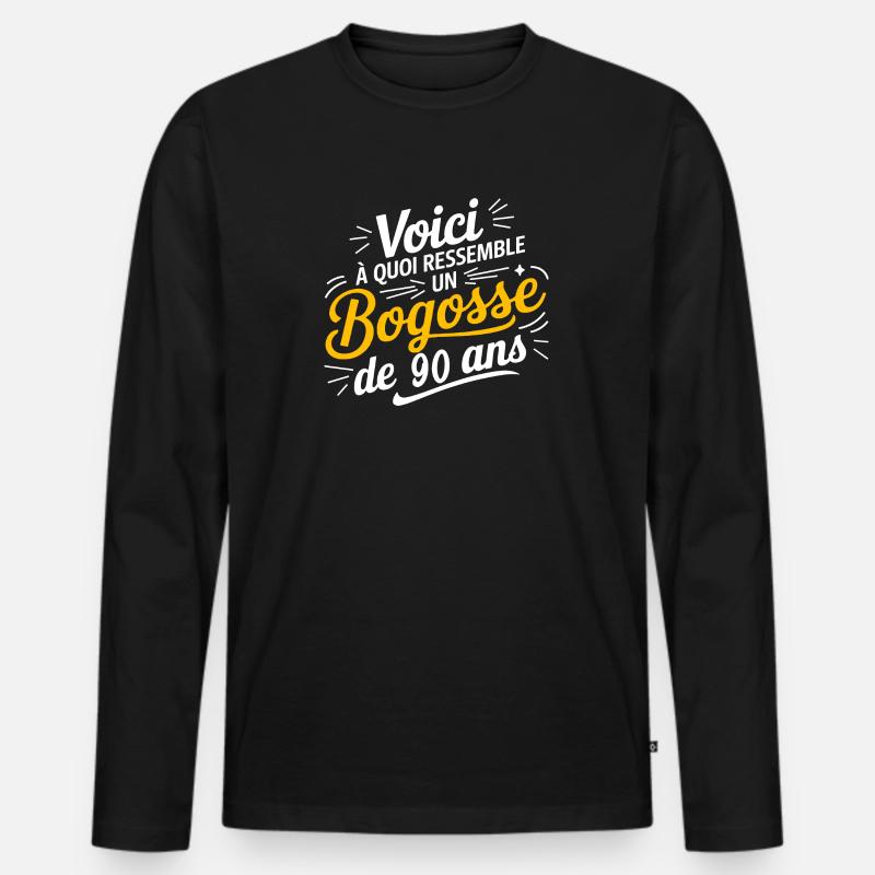 90 BECHER - Männer Premium Bio Langarmshirt - Schwarz
