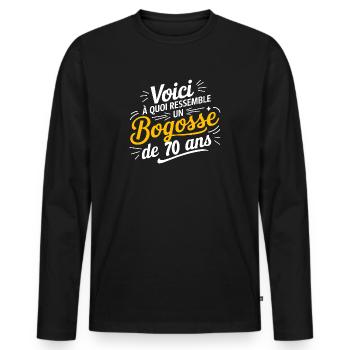 BOGOSSE DE 70 - T-shirt manches longues Premium bio Homme - noir - Devant - Nico (187cm)