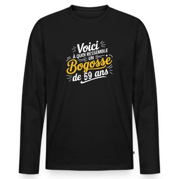 59 Year Old Bogosse - Men's Premium Organic Long Sleeve Shirt - black - Front - Nico (187cm)