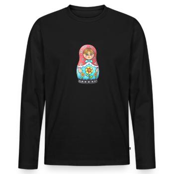 Babushka matryoshka - Men's Premium Organic Long Sleeve Shirt - black - Front - Nico (187cm)