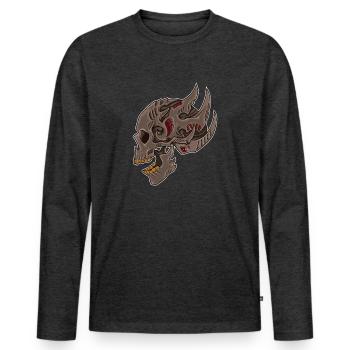 Crâne cyberpunk | Avenir mortel - T-shirt manches longues Premium bio Homme - anthracite chiné - Devant - Nico (187cm)
