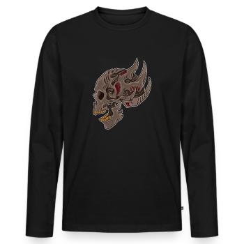 Cyberpunk Totenkopf | Tödliche Zukunft - Männer Premium Bio Langarmshirt - Schwarz - Vorne - Nico (187cm)