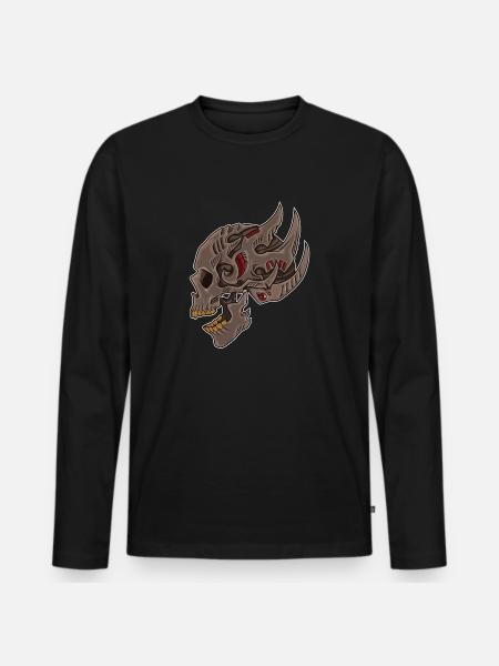 Cyberpunk Totenkopf | Tödliche Zukunft - Männer Premium Bio Langarmshirt - Schwarz
