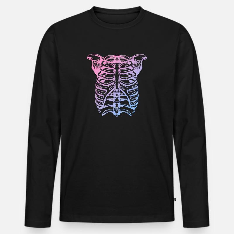 Skelett - Männer Premium Bio Langarmshirt - Schwarz